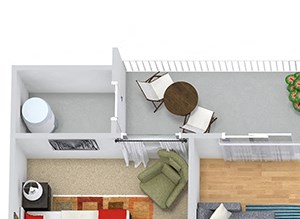 Bexley 3D Bexley 3D. 2 bedroom townhome with den. Kitchen with bartop open to living/dinning rooms. Fireplace. 2 full bathrooms + powder room. Patio/balcony.